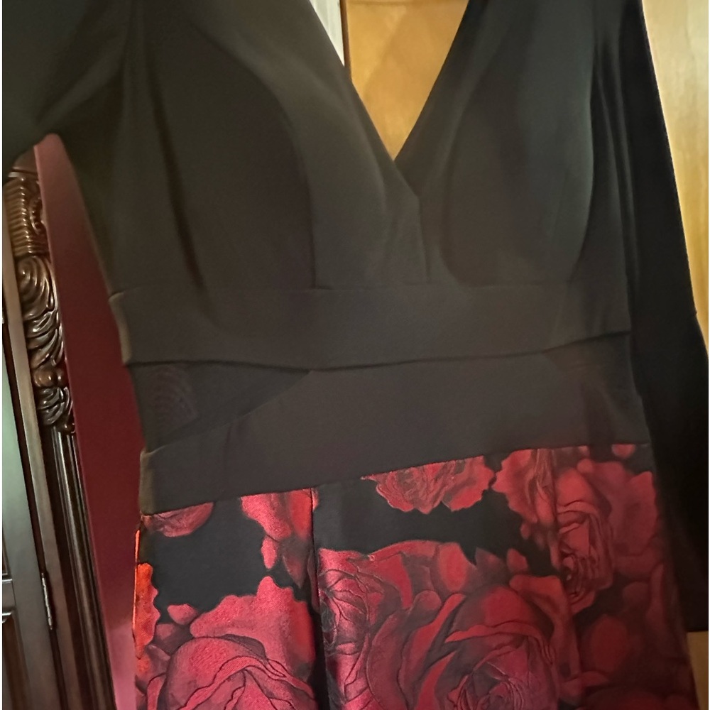 Xscape 3/4 quarter sleeve black evening gown - Picture 7 of 13